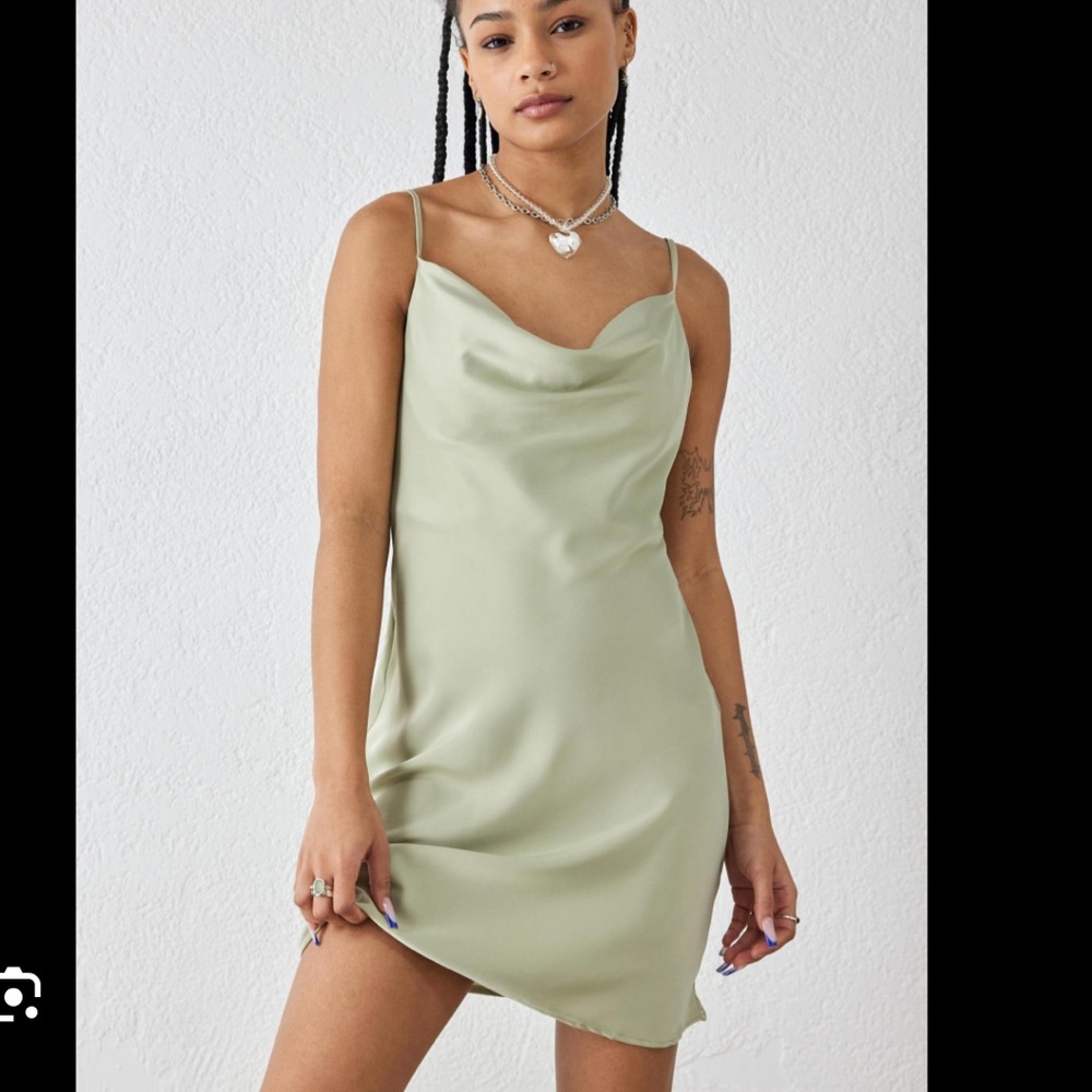 Urban outfitters mini cowl neck silk dress.
